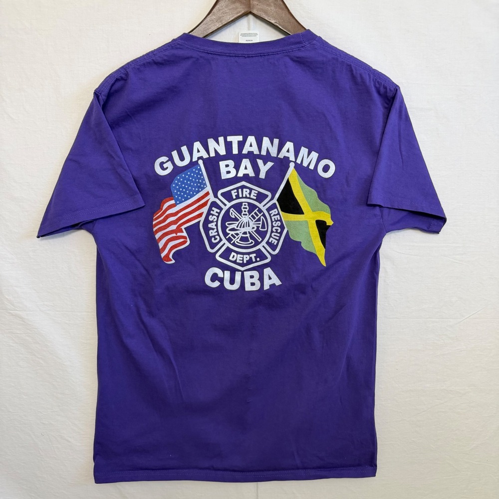 Guantanamo Bay Cuba Fire Department Crash Rescue T Shirt Mens M Purple Hanes